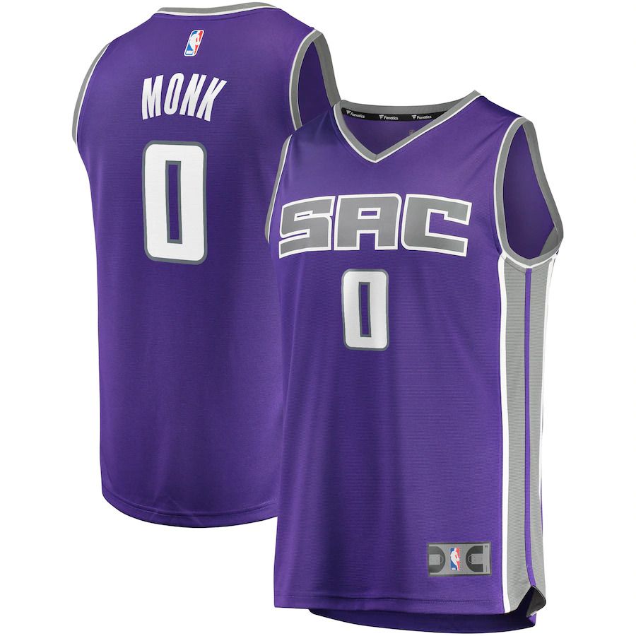 Men Sacramento Kings 0 Malik Monk Fanatics Branded Purple Fast Break Replica NBA Jersey